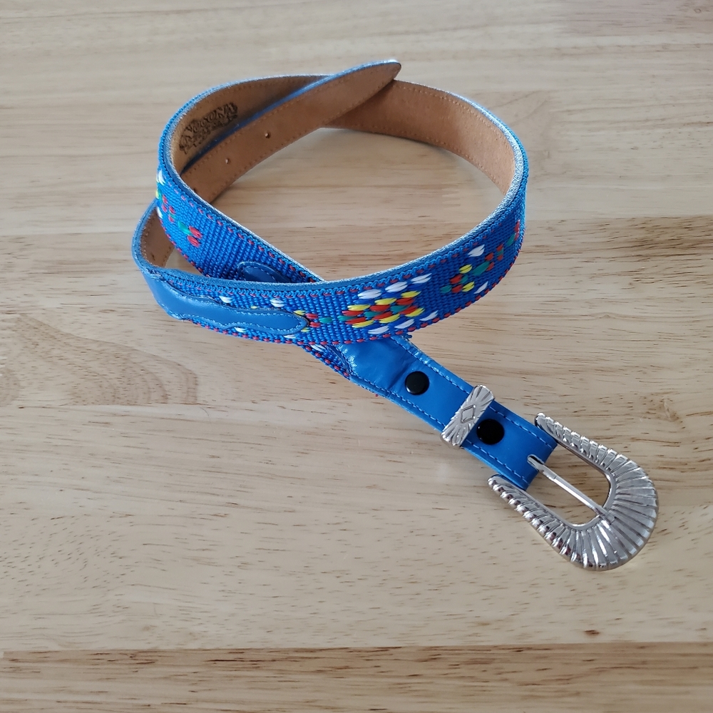 Nocona Weaved Belt Size 29 Blue Western